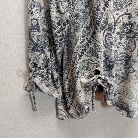 Est 1946 Paisley Tunic Top Womens Plus 22/24W Grey Blue Stretch Knit Boho Blouse - Picture 4 of 13